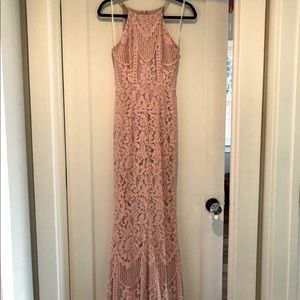 Aqua blush floor length gown